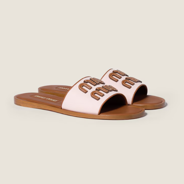 Miu Miu Mules Toile & Cuir
