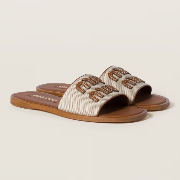 Miu Miu Mules Toile & Cuir