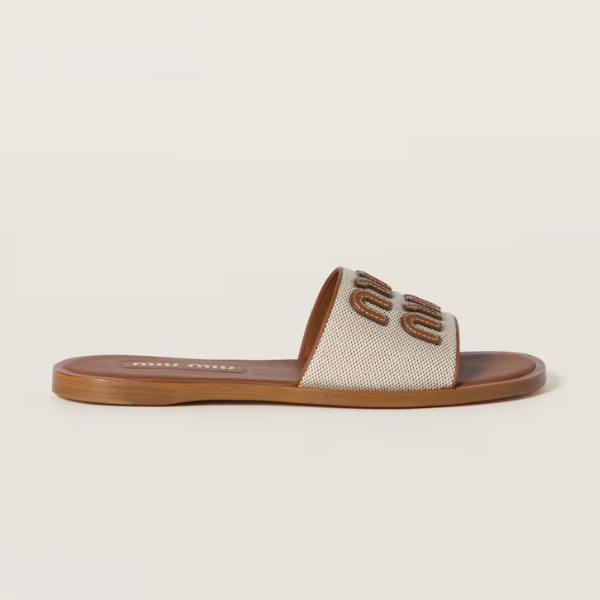 Miu Miu Mules Toile & Cuir