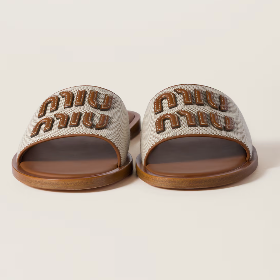 Miu Miu Mules Toile & Cuir