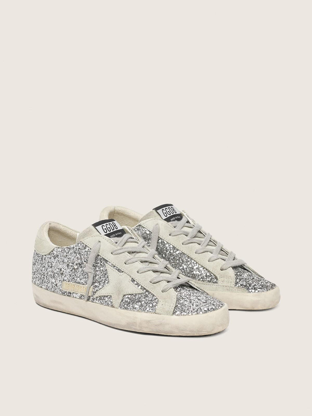 Super-Star à paillettes argentées avec étoile en daim gris froid