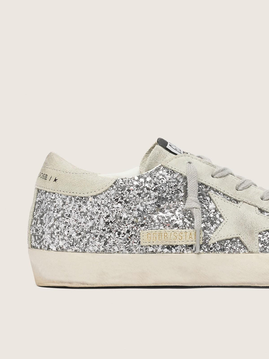 Super-Star à paillettes argentées avec étoile en daim gris froid