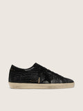 Super-Star LTD pour femme en cuir imprimé croco noir avec étoile et contrefort en cuir velours noir
