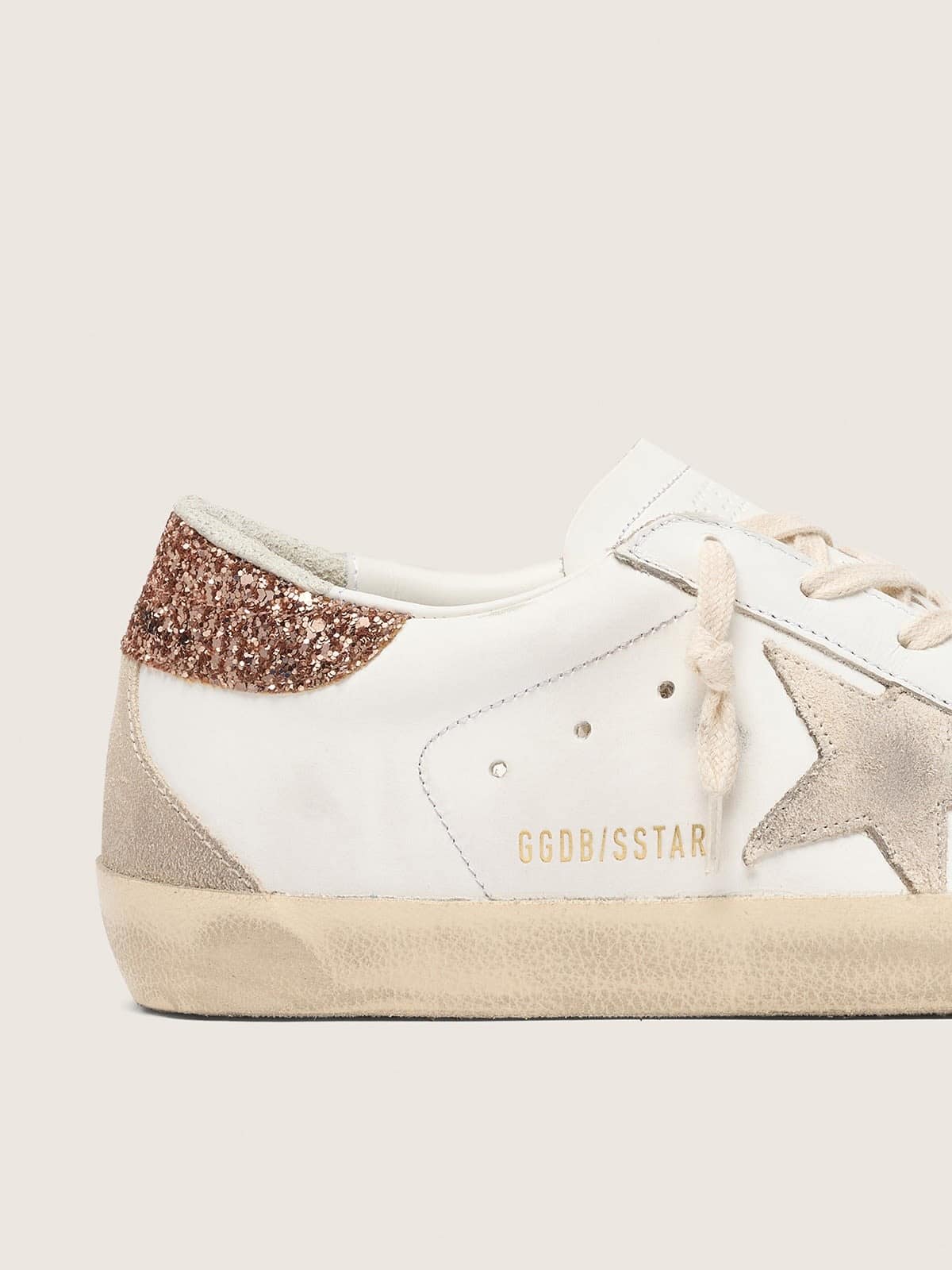 Super-Star avec étoile en daim et contrefort à paillettes rose pêche
