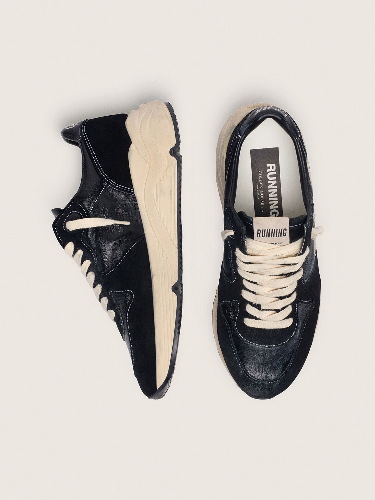 Running Sole femme en nappa et daim noirs