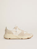Running Sole pour femme en toile avec étoile beige et contrefort en cuir lamé platine